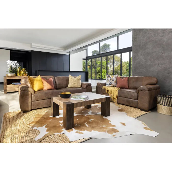 Skylar 2 Piece Leather Lounge Suite, Andes Spice