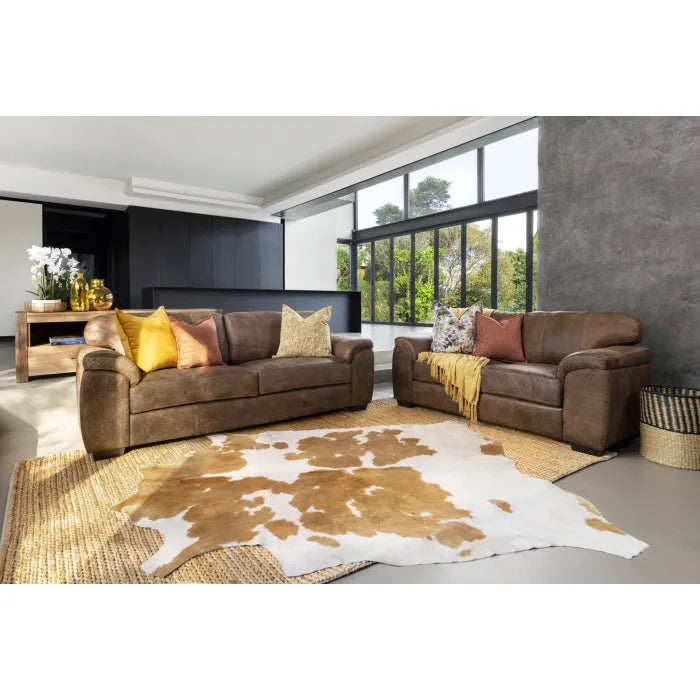 Skylar 2 Piece Leather Lounge Suite, Andes Spice