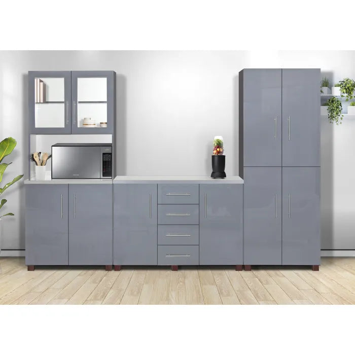 Rozen 3 Piece Kitchen Unit, White and Hi Gloss Storm Grey